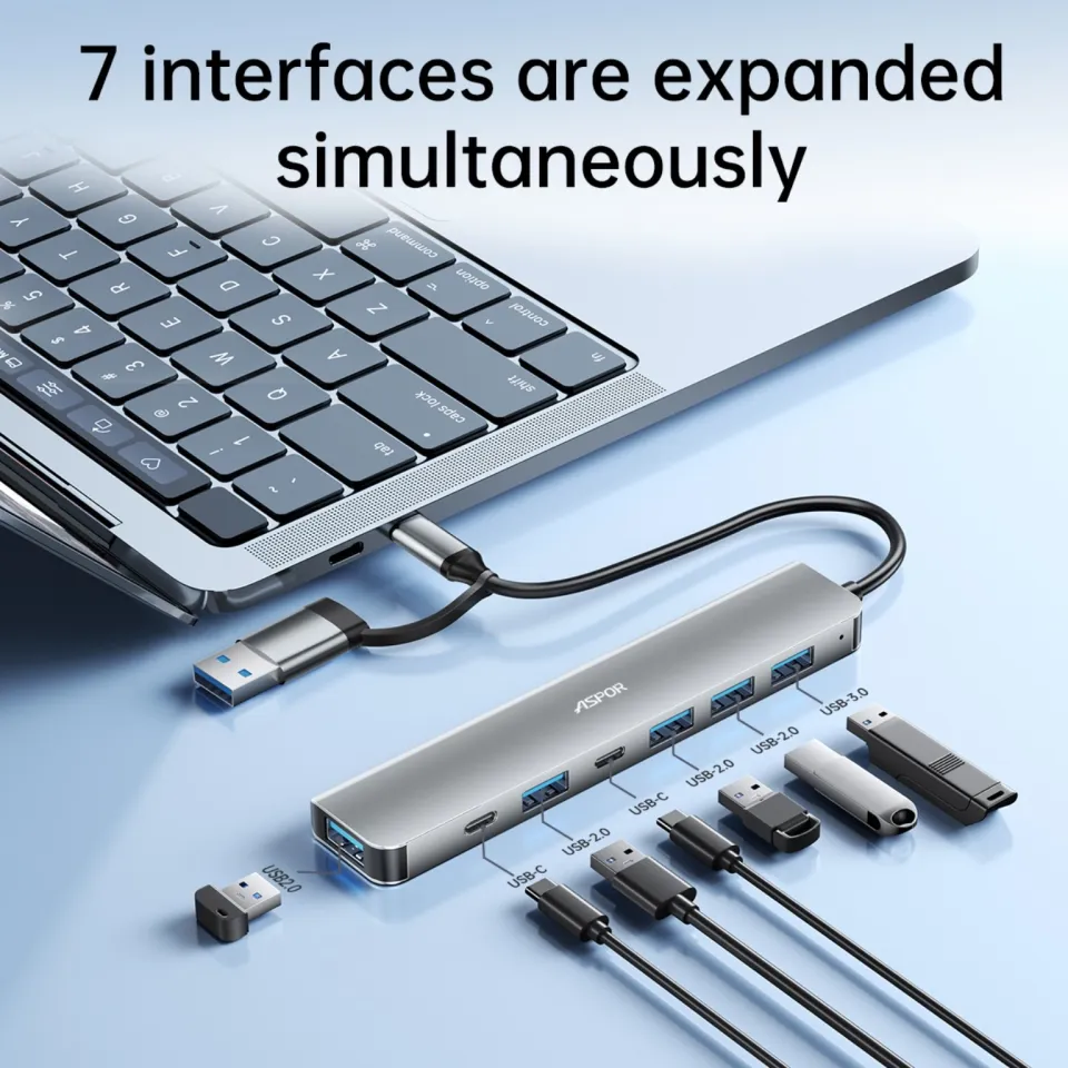 ASPOR 3.0 USB+C HUB 7 IN 1 PORT (A781)