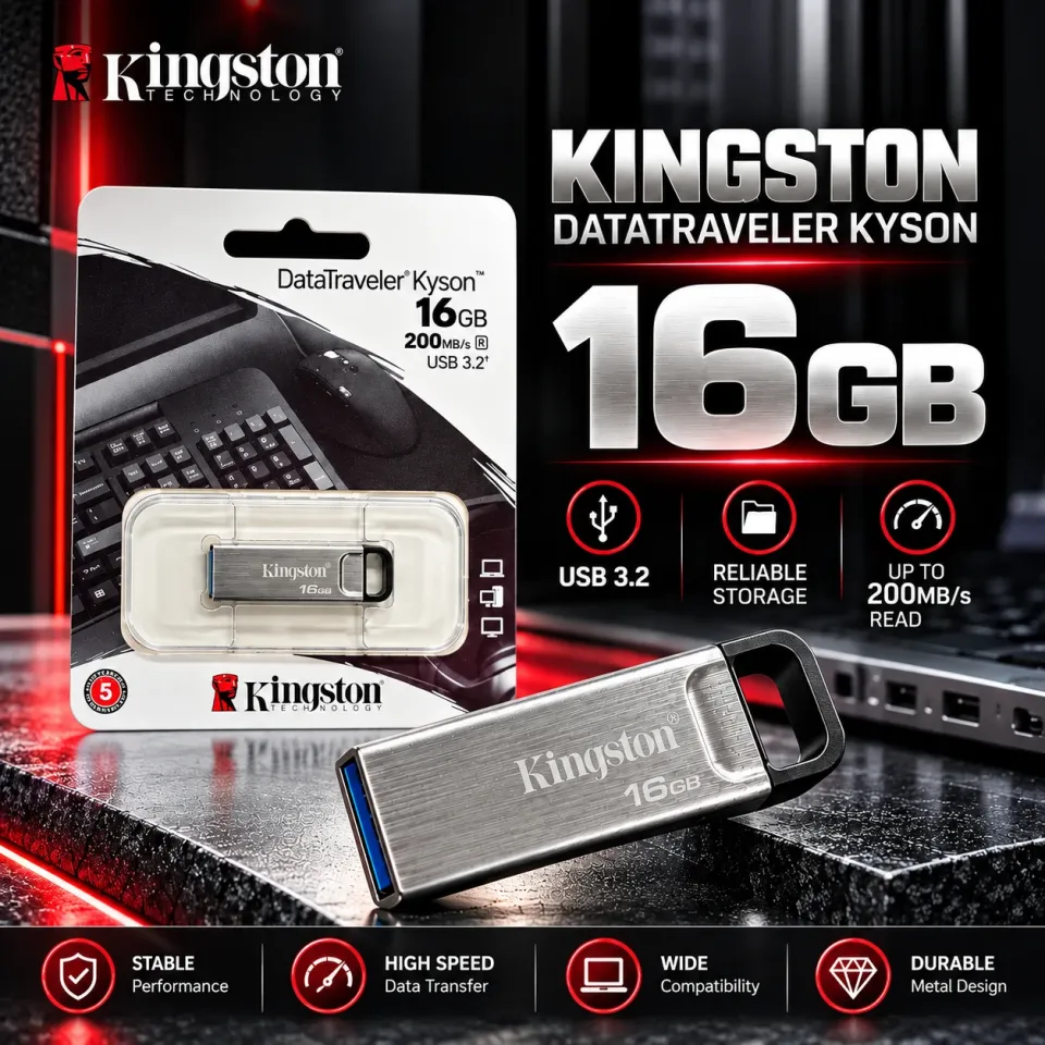 KINGSTON STEEL PEN DRIVE 16GB (6 MONTH WARENTY)