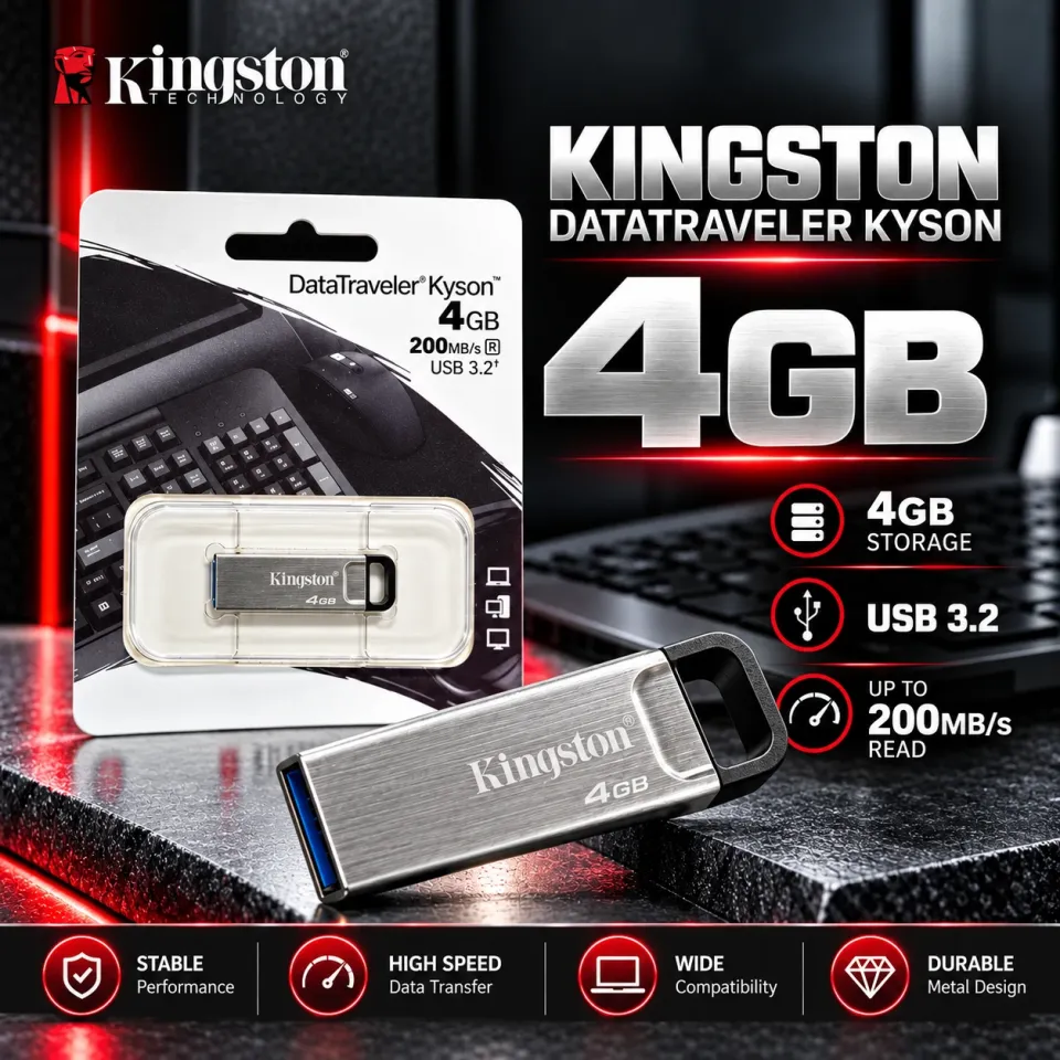 KINGSTON STEEL PEN DRIVE 4GB (6 MONTH WARENTY)