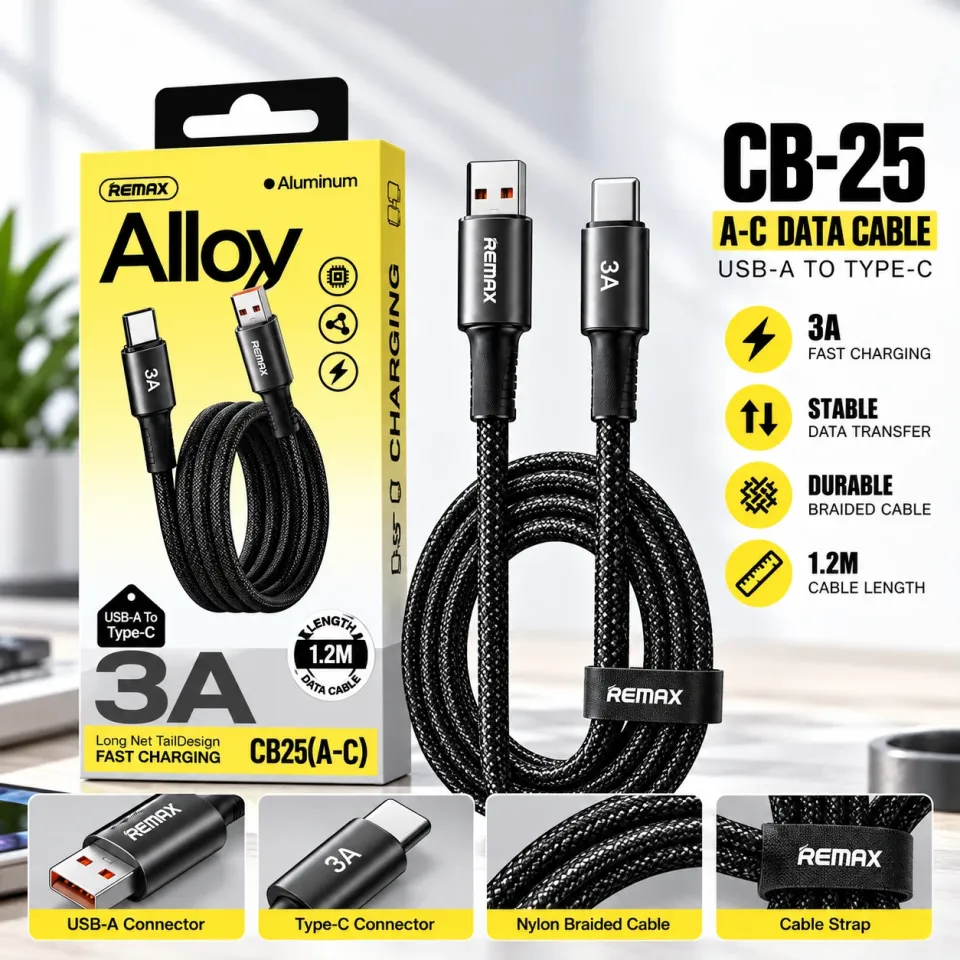 REMAX 30W ALLOY BRAIDED TYPE C CABLE (CB25)