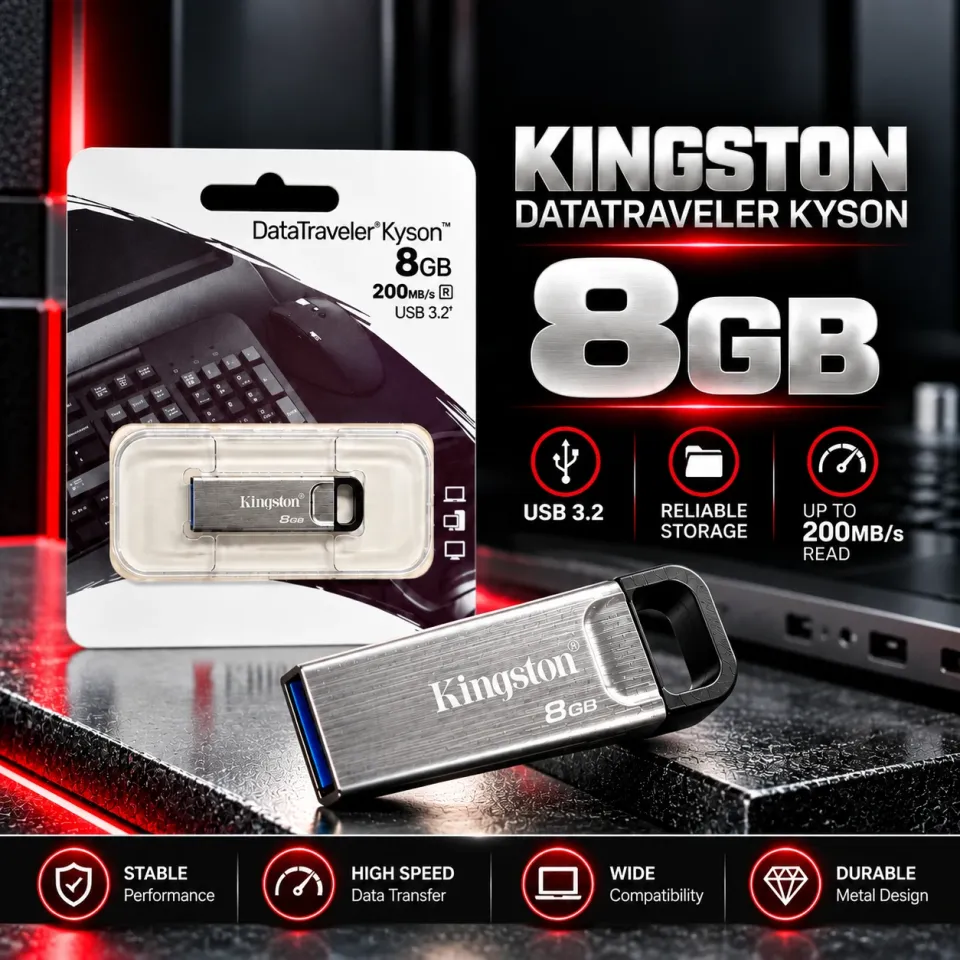 KINGSTON STEEL PEN DRIVE 8GB (6 MONTH WARENTY)